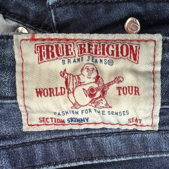 True Religion Curvy Skinny Crystal Mid Rise Jeans Women's Size 27 - Picture 4 of 6